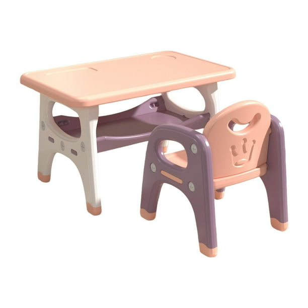 Juego de Mesa y Silla de Dibujo para Niños Macarena Rosa y Morado con Compartimento de Almacenamiento