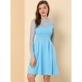 thumbnail image 3 of Vestido corto de una línea de fiesta de patinadora transparente de malla con lunares de corazón Allegra K Azul claro M, 3 of 6