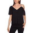 thumbnail image 1 of 1.STATE Womens Ruffle Pullover Blouse, Black, Large, 1 of 1
