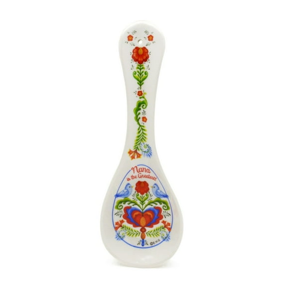 Oktoberfest Haus "Nana is the Greatest" 10" Ceramic Spoon Rest with Birds Artwork