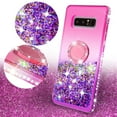 thumbnail image 2 of SOGA Rhinestone Glitter Bling Liquid Floating QuickSand Cute Phone Case Compatible for Samsung Galaxy Note 8 Case with Embedded Metal Ring for Magnetic Car Mounts Include Lanyard - Pink on Purple, 2 of 5