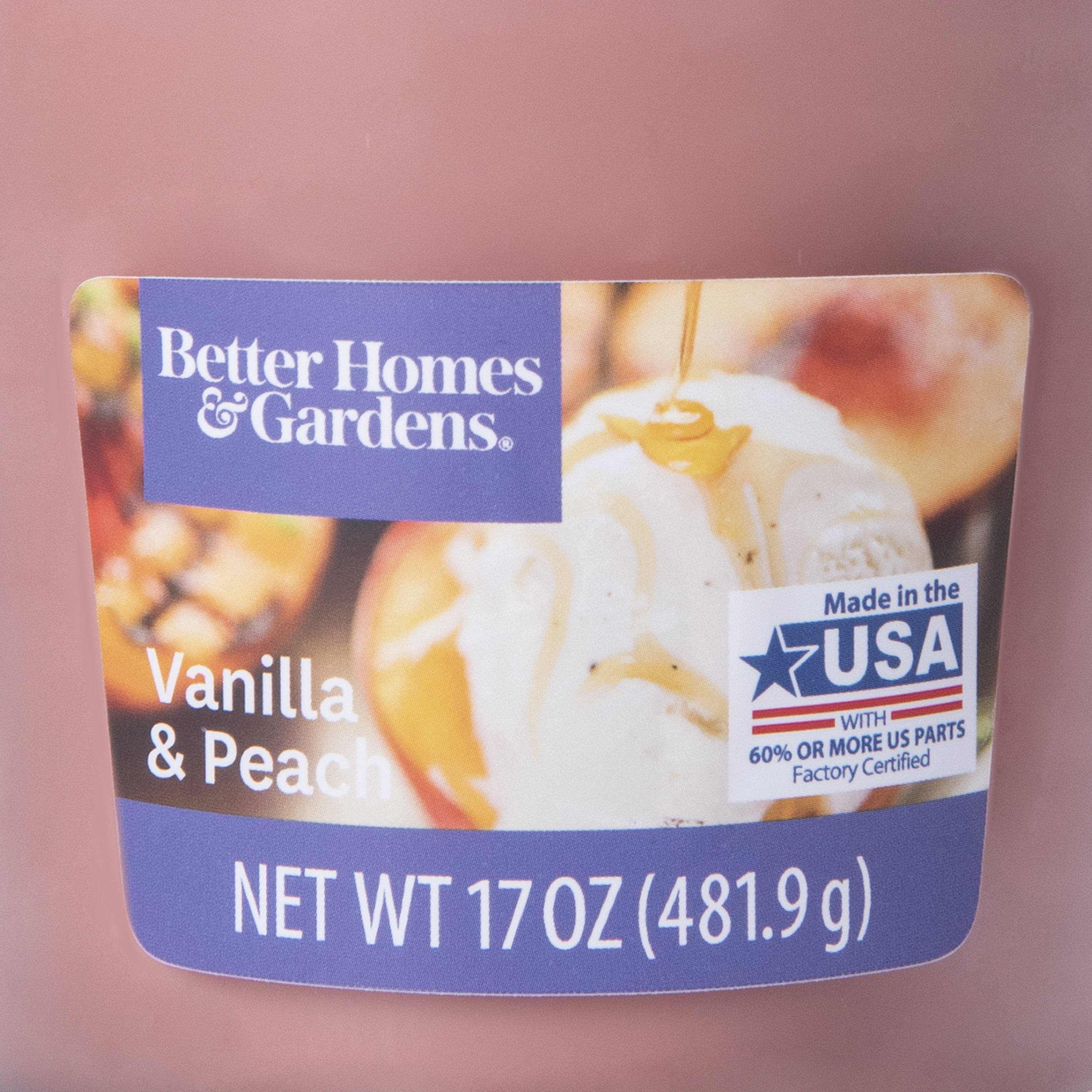 Better Homes & Gardens 17oz Vanilla & Peach Scented 2-wick Jar Candle