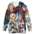 thumbnail image 2 of Genshin Impact Kids Hoodie Raglan Sleeve Hooded Snap Sweatshirt Casual Wear Soft Breathable Outerwear Winter Clothes 8-9Y, 2 of 3