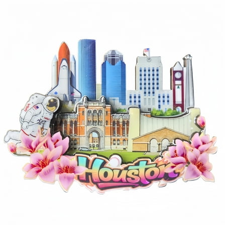 Houston USA 3D Fridge Magnet Souvenir Gift,Resin Handmade Houston Refrigerator Magnet Home Decoration Collection