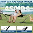 thumbnail image 3 of Outdoor Double Hammock Set,2 Person Outdoor Hammock with Stand & Pillow,450 lbs Capacity, Weather-Resistant, Balance Rope for Outdoor Patio Backyard Poolside, 3 of 7