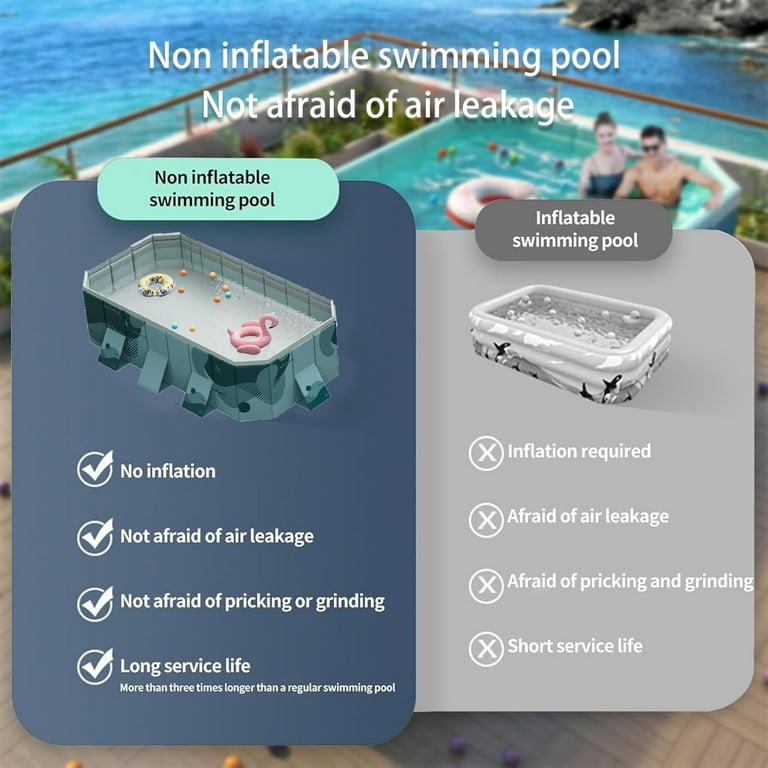 YYW 113in Foldable Swimming Pool for 1-8 People,Non-Inflatable