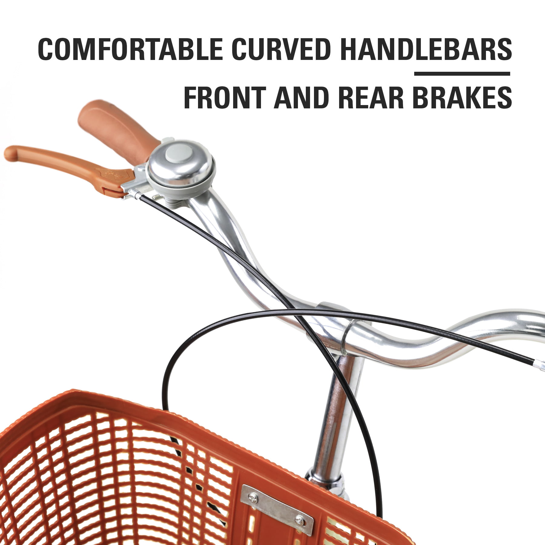 Single Speed Beach Cruiser Bicycle Viribus Comfortable Commuter Bike High-Carbon Steel Frame Front Basket & Bell Rear Racks