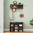 thumbnail image 3 of GarveeHome Coat Rack Shoe Bench Set, Entryway Hall Tree with 31.5" Bench Shoe Rack, Wall Mounted Coat Rack Set with 5 Hooks, 8 Storage Shoe Cubbies for Hallway Entryway, Retro Color, 3 of 6