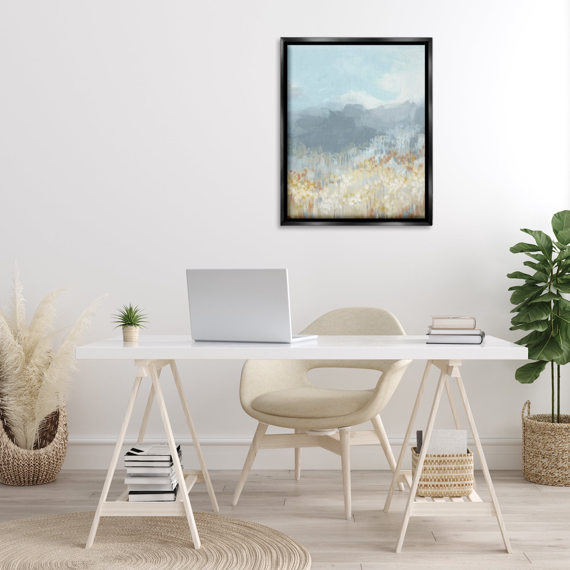 Stupell Industries Mountains & Countryside Landscape Painting Black Floater Framed Art Print Wall Art, 25 x 31