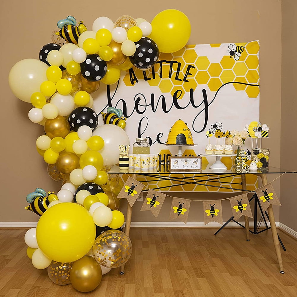136 Pieces, Honey Bee Balloon Garland - 32 Inch, Bumble Bee Balloons Arch, Daisy Balloons for Bumble Bee Party Decorations, What Will It Bee Gender  Reveal Decorations