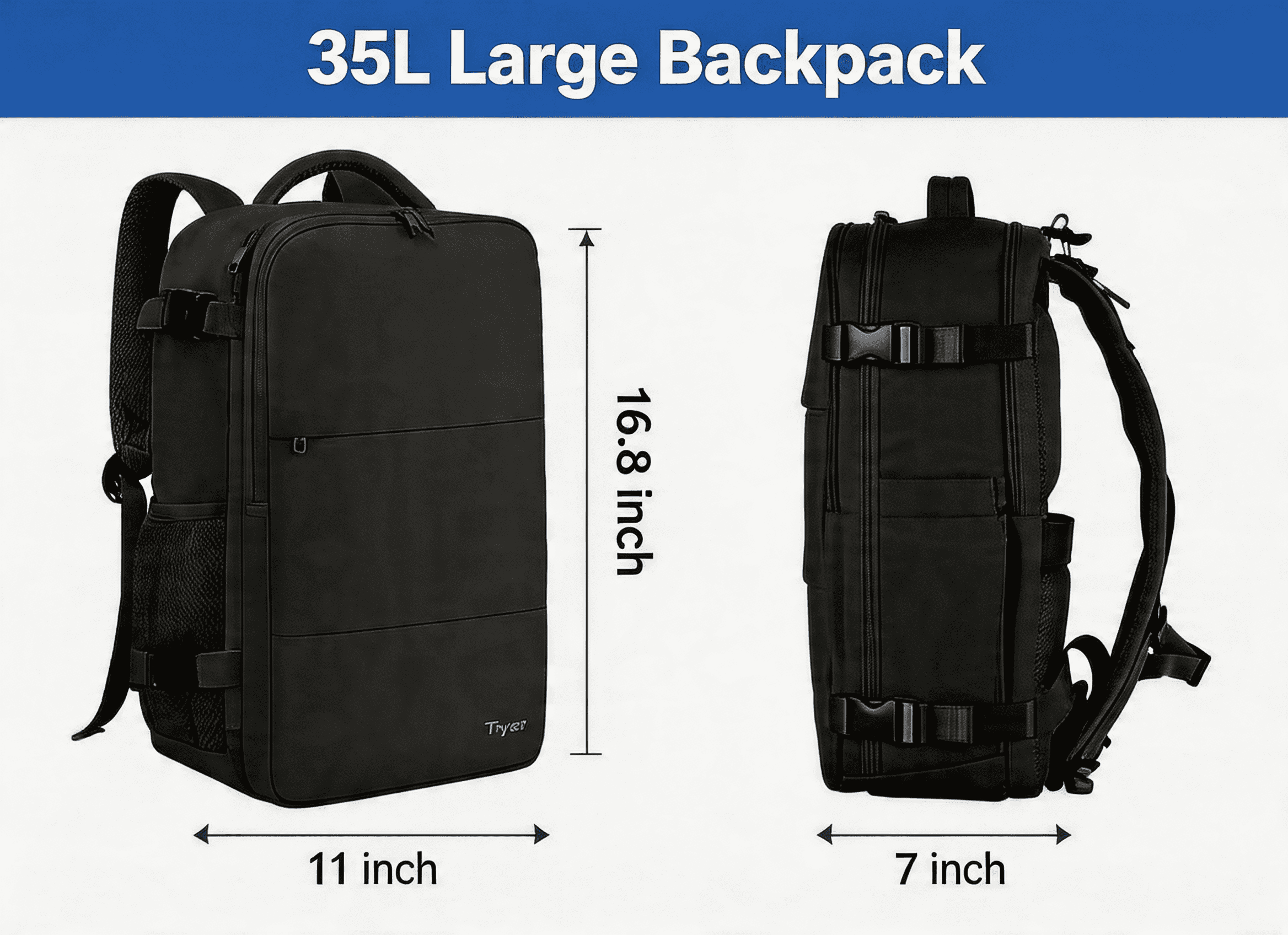 Taygeer Travel Laptop Backpack for Women Men, 35L Carry on Luggage Backpacks with Shoe Pouch,Black