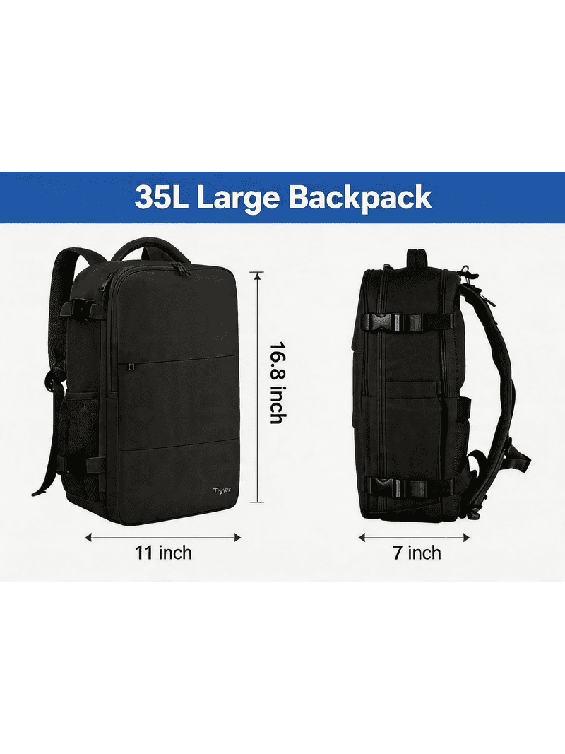 TAYGEER, Travel Laptop Backpack, 35L, with Shoe Pouch, Black - Walmart.com TAYGEER, Travel Laptop Backpack, 35L, with Shoe Pouch, Black - Walmart.com