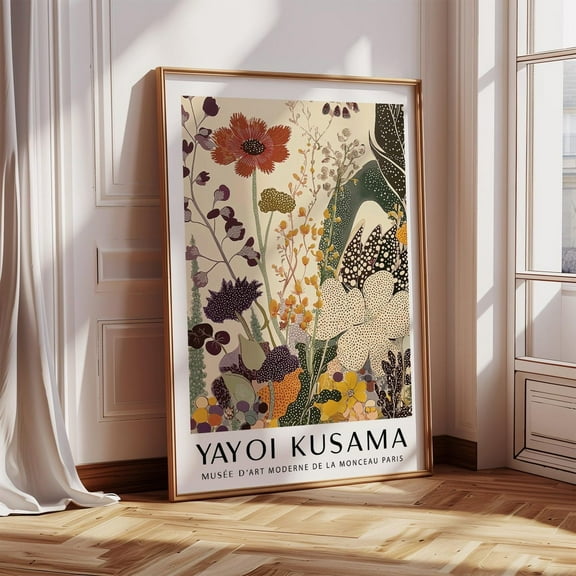 Yayoi Kusama Poster Botanical Wall Art With Abstract Garden Motif In Warm Earthy Tones, Modern Nature-Inspired Print Wall Art, Modern Wall Decor, 8x12 UNFRAMED