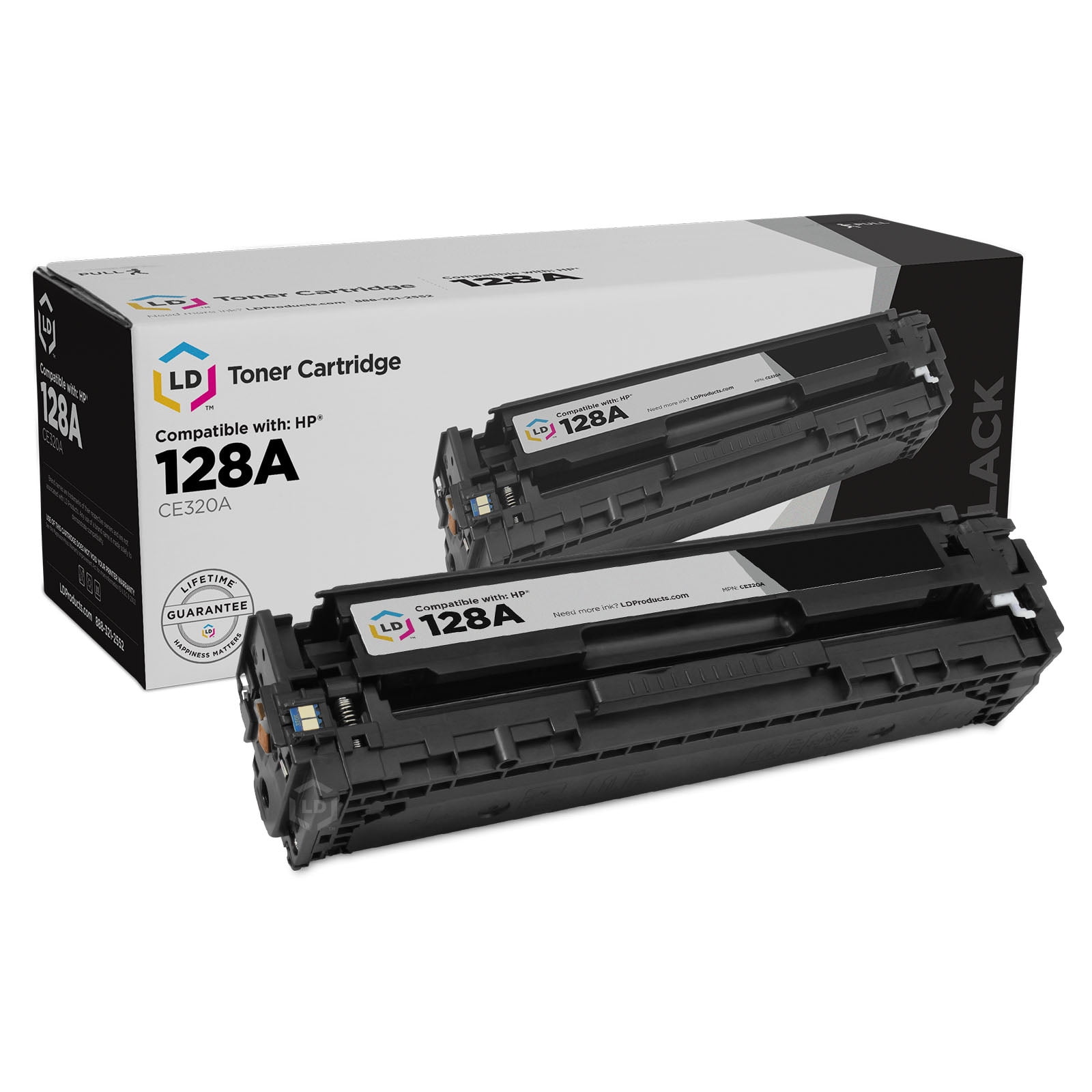 Black, 2-Pack LD Remanufactured Toner Cartridge Replacement for HP 128A CE320A 