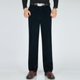 thumbnail image 2 of VSSSJ Mens Corduroy Business Pants Professional Office Dress Trousers Straight Leg Comfortable High Waist Button Zipper Long Pants With Pockets Blue XXXXL, 2 of 9