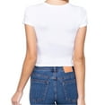 thumbnail image 4 of Simply Fashion Women’s Short Sleeve V- Neck Cotton Spandex Crop Top,White,Medium, 4 of 4