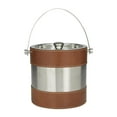 thumbnail image 6 of DecMode Round Leather Handmade Brown Ice Bucket with Lid, 6 of 7