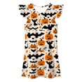 thumbnail image 4 of WAYUTE Girls Halloween Flutter Sleeve Dresses, Soft Loose Fashion A Line Dress with Pumpkin Print, Designed for Theme Party Casual Outdoor,Beige,Size 7-8 Y, 4 of 4