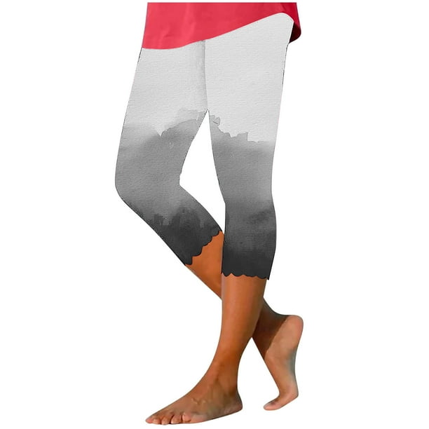 Pantalones de Yoga para Mujer, Cintura Elástica Impresa Capris para Uso Casual, Poliéster Cómodo Y Elástico