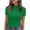 Green, variant on Women's High Neck Tees Ribbed Short Sleeve T-Shirt with Scallop Trim Stretchy Summer Top Green S