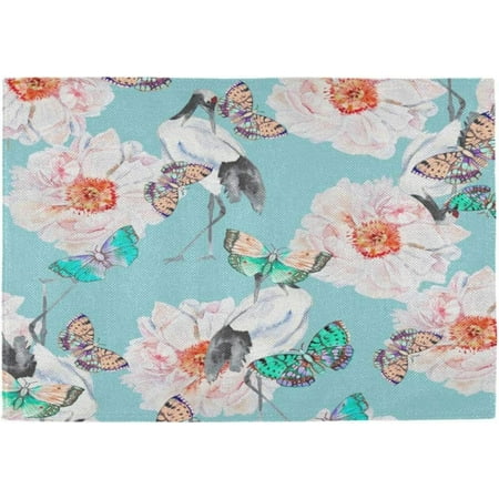 

Hyjoy Placemats Set of 4 Butterfly and Anemone Heat-Resistant Non-Slip Double Sided Washable Kitchen Dining Table Mats for Kitchen Table Decoration 12 x 18 Inch