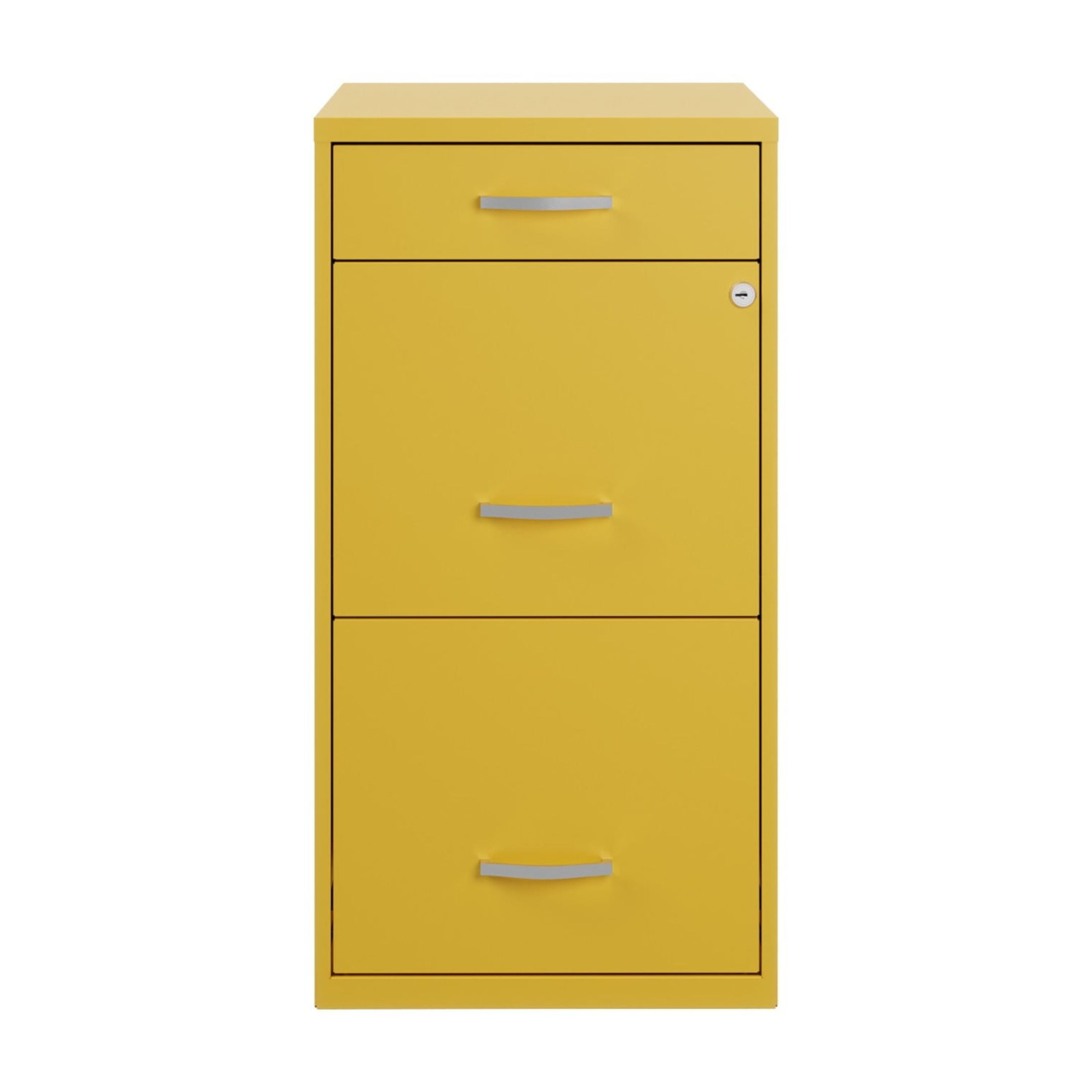 Space Solutions 3 Drawer Letter Width Vertical File Cabinet with Pencil Drawer, Yellow