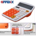 thumbnail image 3 of Calculadora de escritorio OFFIDIX, energía solar, batería, portátil, 12 dígitos, pantalla LCD grande, calculadora de mano diaria y oficina (naranja), 3 of 3
