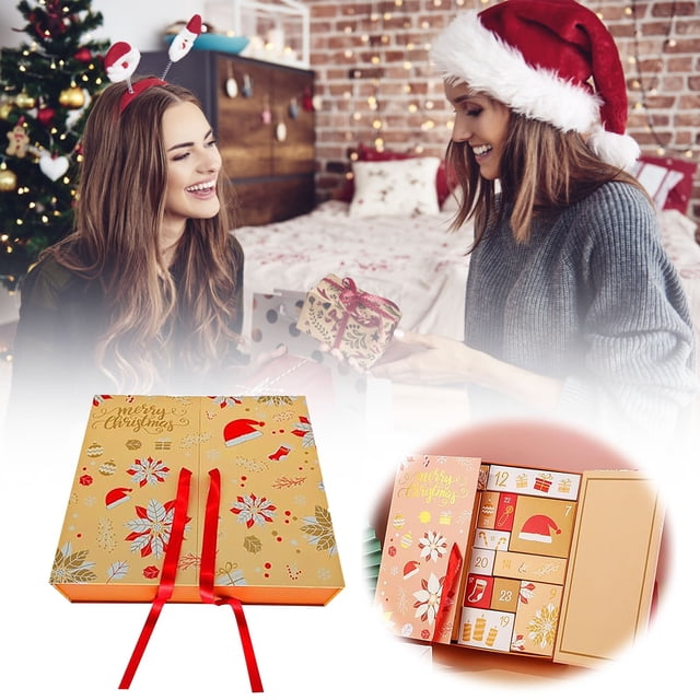 Riforla 2024 Christmas Advent Calendar Boxes Empty Make Your Own Advent Calendar 24 Days DIY Christmas Advent Calendar to Fill for Kids Toy Small Models Countdown sets Yellow