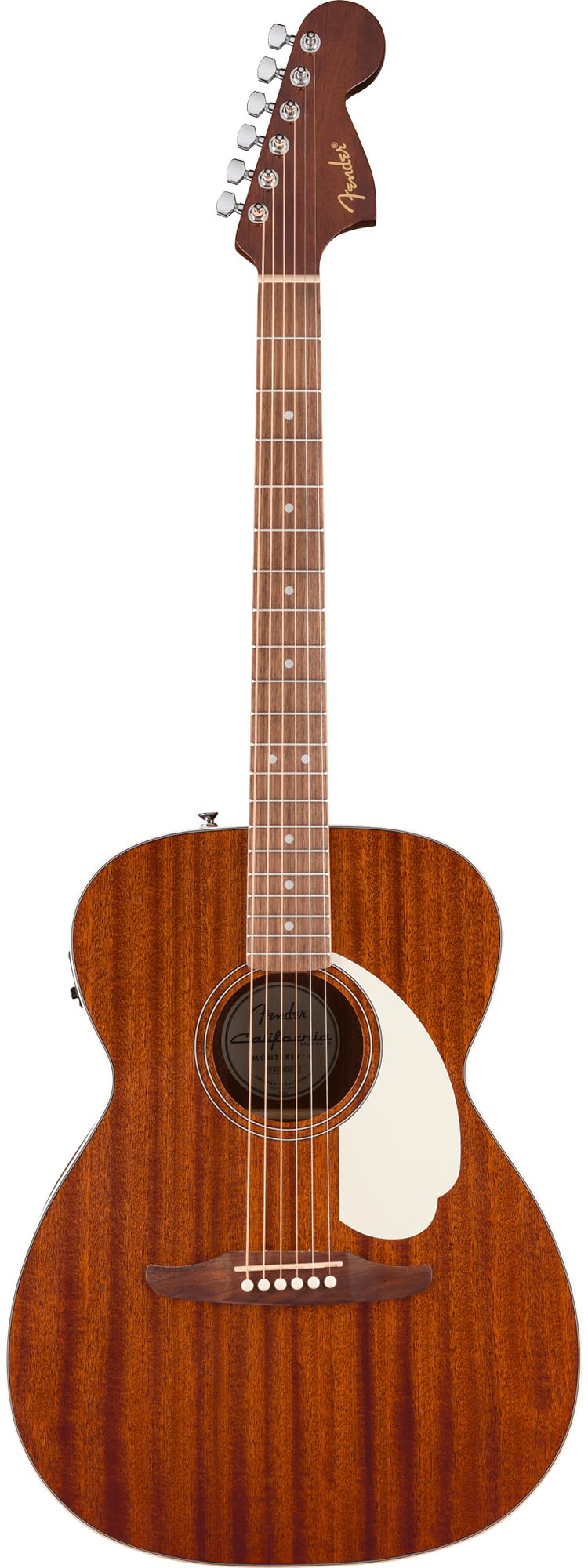Fender California Standard Monterey E Acoustic-Electric Guitar - Natural Sapele Bundle with Case, Tuner, Strap, Strings, String Winder, Picks, and Austin Bazaar Instructional DVD