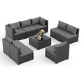 thumbnail image 4 of POTEBAN 9 Pieces Patio Conversation Set, Outdoor Black PE Wicker Sectional Sofa for Backyard Garden, Grey, 4 of 9