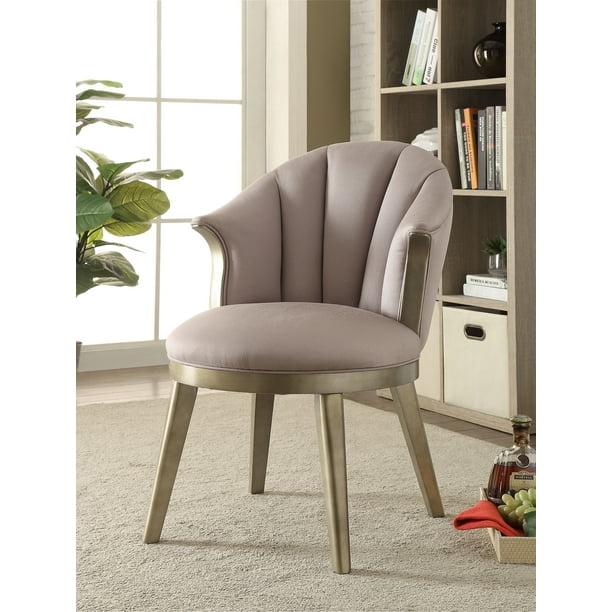 ACME Brecken Accent Chair in Light Lavender Fabric and Champagne Gold ...