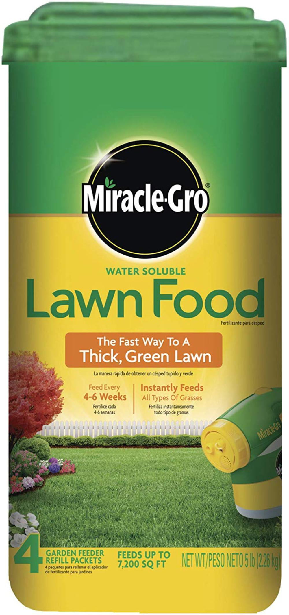 Miracle-Gro 1001834 Water Soluble 5 lbs Lawn Food, Instantly feeds all