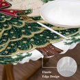 thumbnail image 3 of Christmas Tree Round Tablecloth, Fitted Table Cover with Elastic for 45"-54" Round Tables, Farmhouse Winter Ball Berry Snowflakes Table Cloth Outdoor Indoor Dinning Party Waterproof Tablecloths, 3 of 7