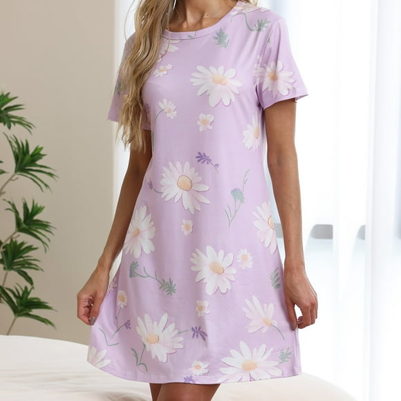 Xysaqa Womens Chemise Nightgown, Night Gown For Women Sexy Women'S Fashion Print Nightgowns Ladies Sexy Nightgown Pajama Dress Comfy Loungewear Sleep Shirts Womens Nightgown On Clearance