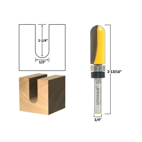 Yonico 1/2" Diameter Core Box Template Router Bit - 1/4" Shank - 14963q