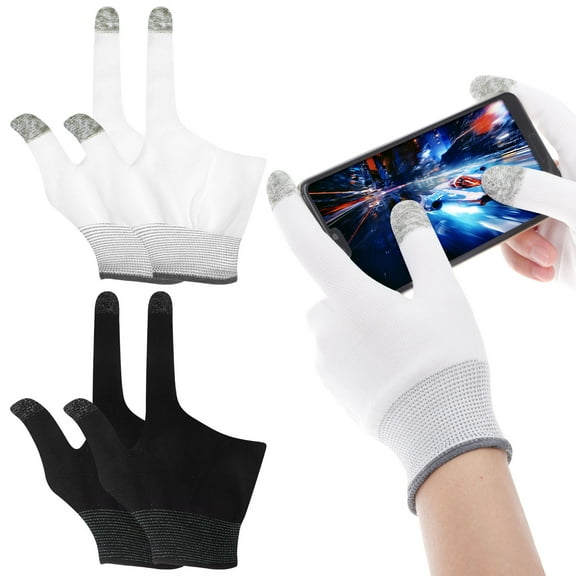 YUNLIGHTS 2Pairs Comfortable Touchscreen Finger Sleeves for Mobile Gaming Soft Breathable Elastic Fit