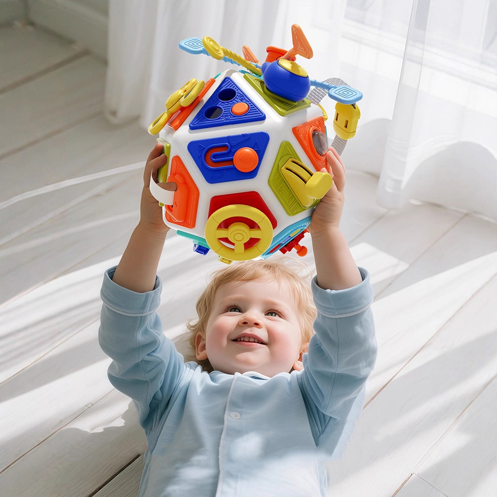 Hxlamzoo 22-Sided Sensory Polyhedral Rotating Activity Ball, Tactile Exploration Toy with Multi-Directional Spinning Mechanism,Educational Sphere for Stress Relief & Fine Motor Skills Development
