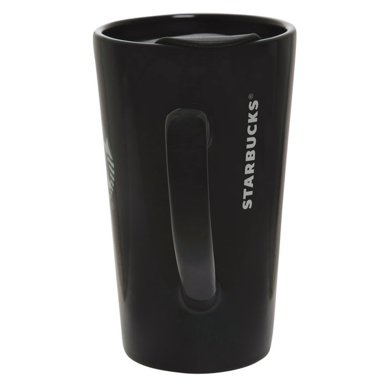 Starbucks 14oz Ceramic Latte Mug Black with Press-Fit Slider Lid