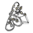 thumbnail image 2 of Beautiful Marcasite Flower Vine .925 Silver Ring-6, 2 of 6