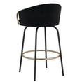 thumbnail image 3 of Contemporary Velvet and Metal 26" Counter Stool Set of 2 Black and Gold, 3 of 5