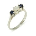 thumbnail image 1 of LBG 14k White Gold Natural Opal & Sapphire Womens Statement Ring - Size 9.25, 1 of 6