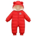 thumbnail image 3 of Happy Cherry Infant Puffer Romper Baby Bunting Snowsuits Hooded Jumpsuit Overalls Newborn Boy Pram Suit 0-24 Months, 3 of 8