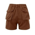 thumbnail image 7 of Sngxgn Womens Casual Shorts Comfy Elastic Waist Pocket Shorts Pants(Brown,S), 7 of 7