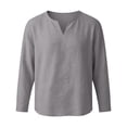 thumbnail image 4 of VeFlora Men's Linen Shirt, Long-Sleeve, V-Neck, Button-Down Linen Shirt, Men's Summer Shirt, Lightweight, Casual Shirt, Men's Shirts, Beach Shirt(Grey/XXXXL), 4 of 7