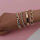 thumbnail image 3 of Conjunto de delicadas pulseras de cadena boho doradas y plateadas para mujer, ajustables, de moda, con cuentas, gruesas, planas, de estilo punk, joyería para mujeres y niñas, regalo., 3 of 5