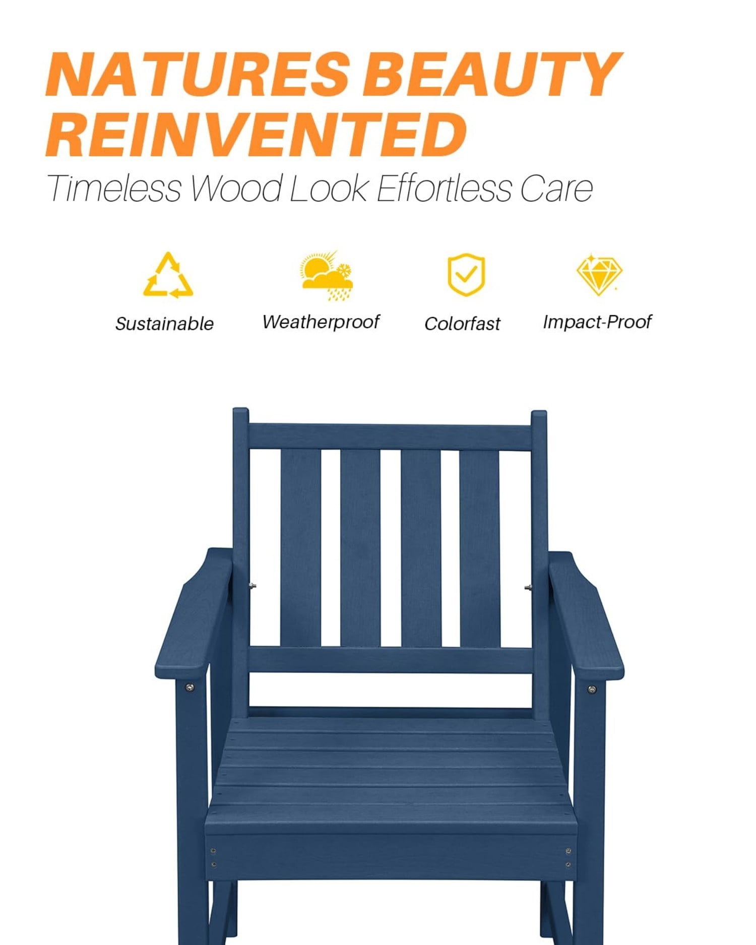 Patio Dining Chair Set of 2, HDPE Outdoor Dining Chairs with Ergonomic Backrest, All Weather Patio Chairs for Backyard, Deck, Garden, Poolside, Navy