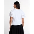 thumbnail image 4 of Time and Tru Women’s Crewneck Top with Lace Inset Flounce Sleeves, Sizes XS-XXXL, 4 of 6