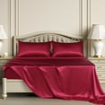 PiccoCasa Satin Sheet Set 4 Pcs Polyester Silky and Soft Sheets