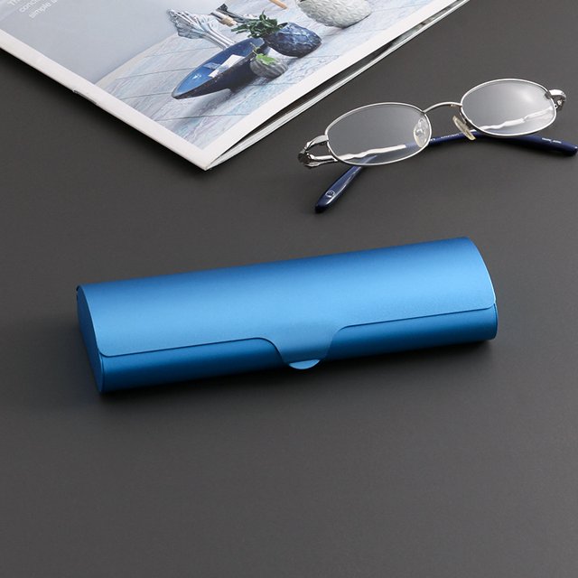 Estuche para gafas de metal ligero, pequeño y portátil, estuche para gafas de aleación de aluminio esmerilado