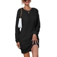 thumbnail image 1 of LUXUR Robe Chandail pour Femmes Chandail en Peluche Chandail à Manches Longues Mini Robes Ample en Molleton Noir P, 1 of 4